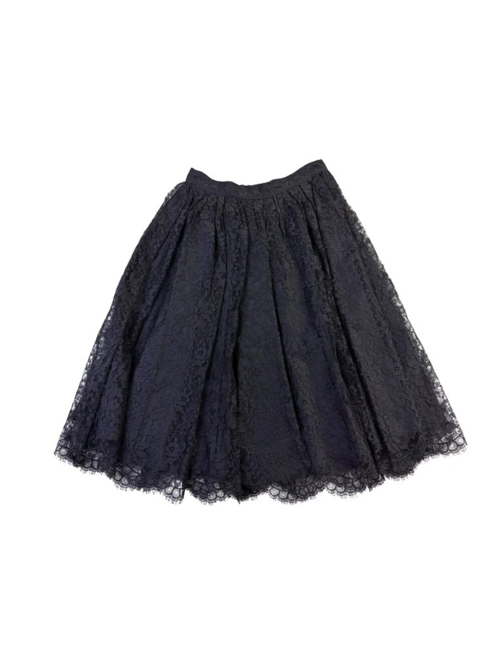 Black Lace Womens Midi Skirt Floral Overlay Elegant Flared Fit